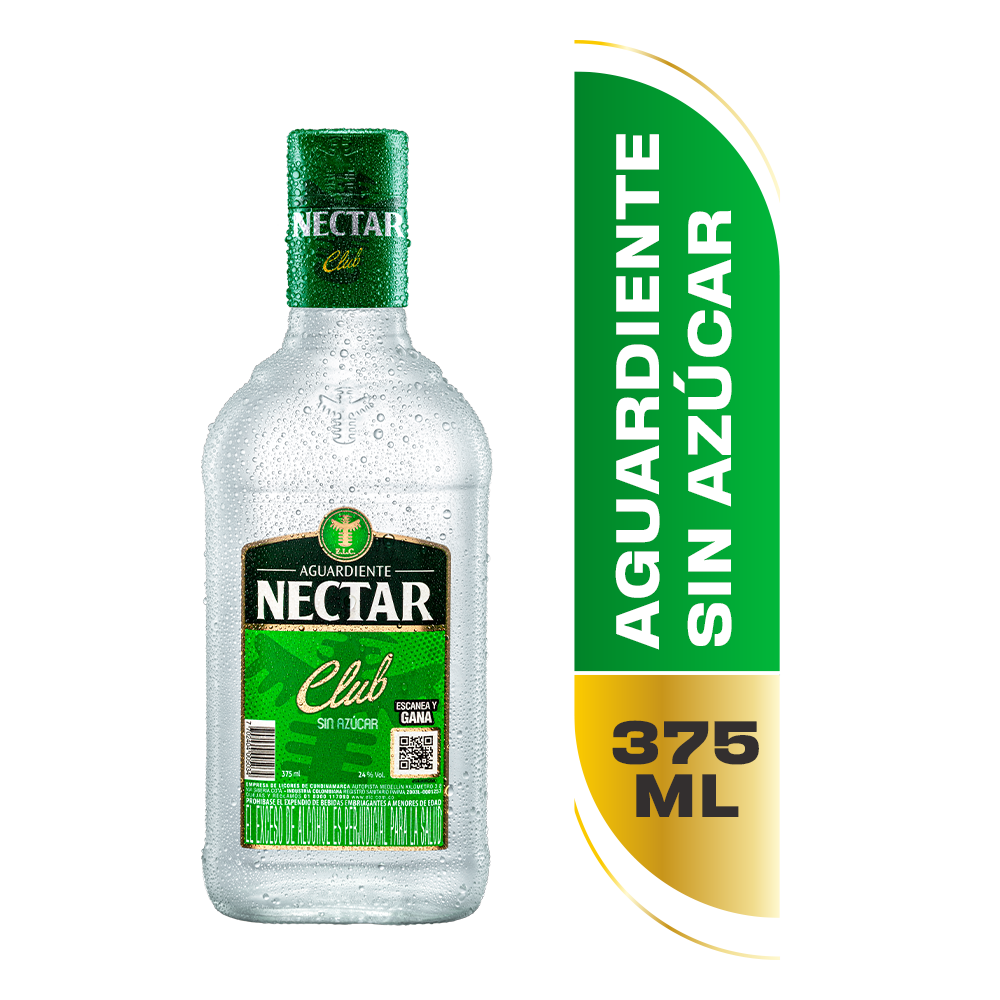 Aguardiente Nectar Verde sin azúcar 375ml       