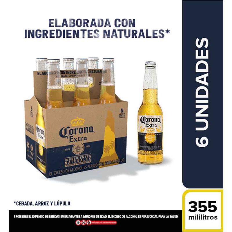 Cerveza Six Pack Corona Extra Botella  355ml