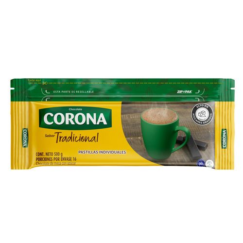 Chocolate Tradicional x20 Pastillas Corona 500g