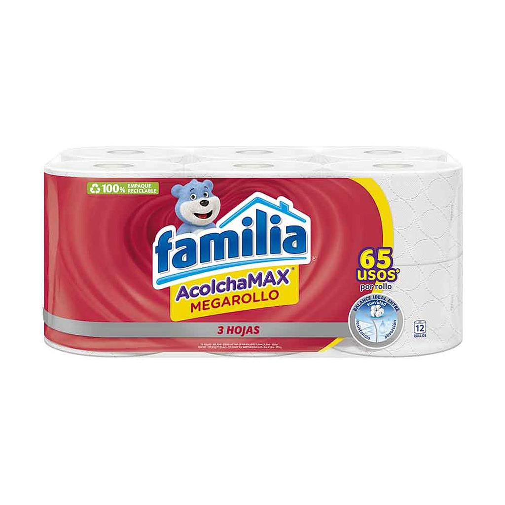 Papel Higiénico Megarrollo Familia 3 Hojas x 12