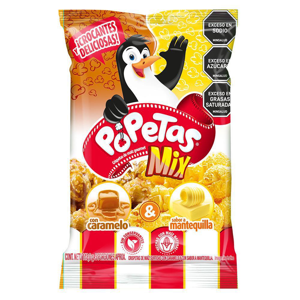 Popetas Mix Caramelo y Sabor a Mantequilla 132g