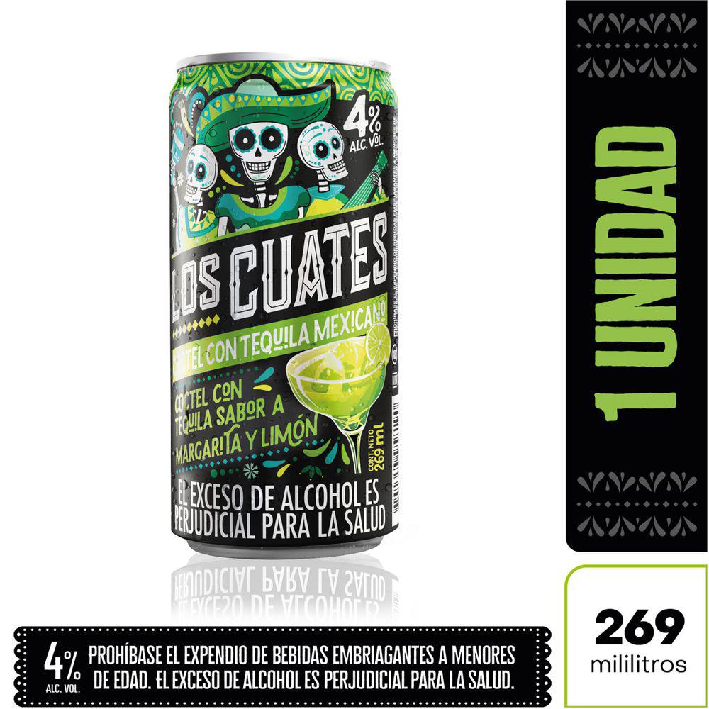 Los Cuates Coctel con Tequila  Margarita y Limón 269ml