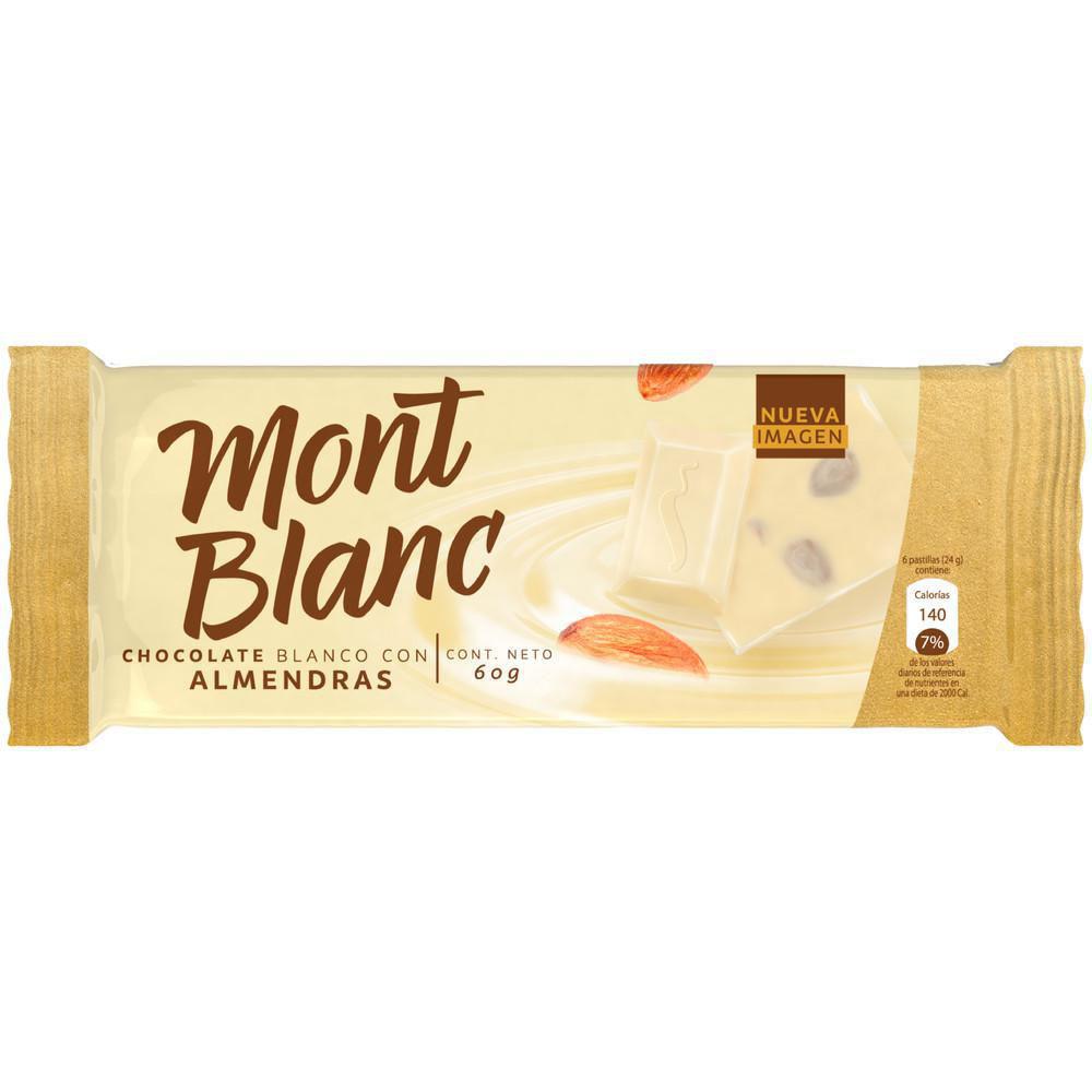 Chocolate MONTBLNAC blanco con almendras 60g